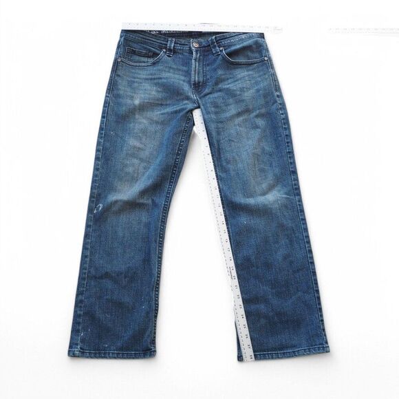 T.K. Axel Slim Boot Distressed Paint Splatter Medium Wash Jeans Men's 34 x 30 - Picture 8 of 12